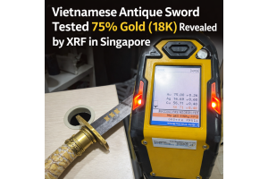 Vietnamese antique sword tested with XRF revealing 75% gold 18K in Singapore