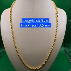 Gold Jewellery - 999 Gold Rope Chain - 53.88 G ($142/G)