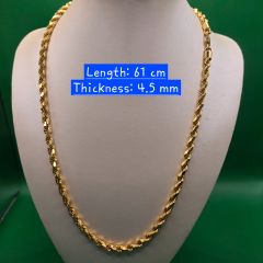 Gold Jewellery - 916 Gold Rope Chain - 102.34 G ($130.50/G)