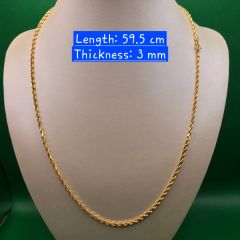 Gold Jewellery - 916 Gold Rope Chain - 26.60 G ($131/G)