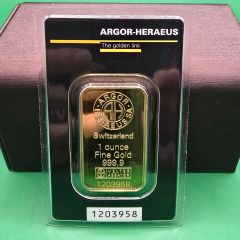 Bar - Argor Heraeus 999.9 - 1 OZ