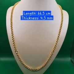 Gold Jewellery - 916 Gold Buddha Chain (3 Ring Plain) - 70.36 G ($131/G)