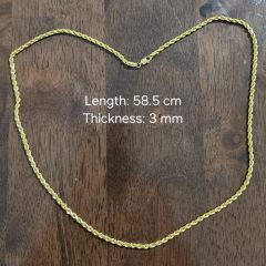 Gold Jewellery - 916 Gold Rope Chain - 28.93 G