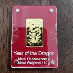 Dragon 999.9 Gold Bar with Beautiful Aryclic Casing - 10 G