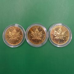 1988, 1992, 1993 Canadian Maple Leaf 9999 Gold Coin - 1 OZ