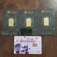 MAA Precious Metals 5g & 1g 999.9 Fine Gold Bars (Assay Card)(16 G Set)