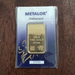 Metalor Switzerland 1 oz Gold Bar With Certificate - 999.9 Fine Gold - 1 Pc Only!