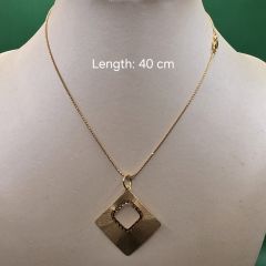 Poh Heng 916 Gold Pendant Necklace – Geometric Square Design 7.45 G