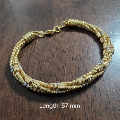 Stylish 916 Gold Bracelet 20.28 G - With Intricate Twisted Bead Pattern And Dual-Tone