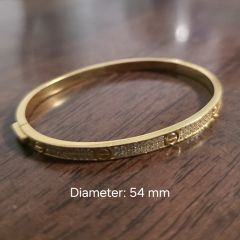 999 Pure Gold Bangle – Pavé Crystal Screw Design - 23.20 G