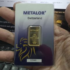 Metalor Switzerland 10g 999.9 Fine Gold Bar (With Assay Card)