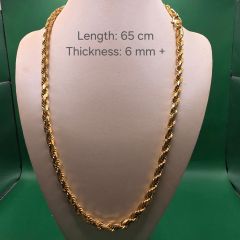 916 Gold Rope Chain Necklace (22K) – 65cm | 170.61 G (SAO)