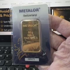 Metalor Switzerland 50g Gold Bar – 999.9 Fine Gold (1 Pc Only)