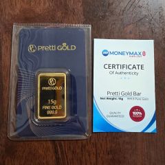 15g Pretti Gold 999.9 Gold Bar With Certificate (1 Pc Only)