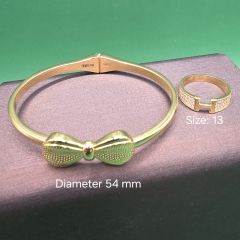 24K Gold Bow Bangle & Ring Set (13.79 G)